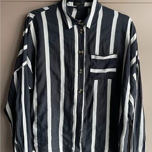 Topshop Navy & White stripe shirt